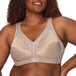 Full Coverage Wireless Support Bra Smoothing Comfort Plus Size Toffee